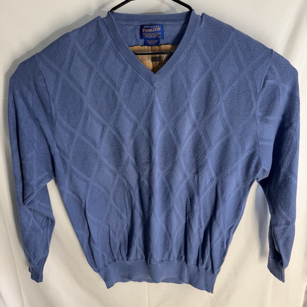 Pendleton Sweater Mens XL Cadet Pima Cotton Knit Argyle V Neck‎ Pullover